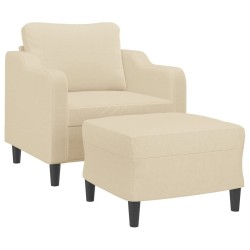 Fauteuil avec repose-pied Crème 60 cm Tissu 
