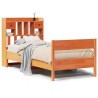 Lit bibliothèque sans matelas cire marron 75x190 cm pin massif 