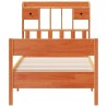 Lit bibliothèque sans matelas cire marron 75x190 cm pin massif 