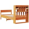 Lit bibliothèque sans matelas cire marron 75x190 cm pin massif 