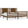 Cadre de lit sans matelas marron miel 200x200cm bois pin massif 