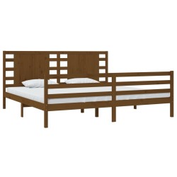 Cadre de lit sans matelas marron miel 200x200cm bois pin massif 