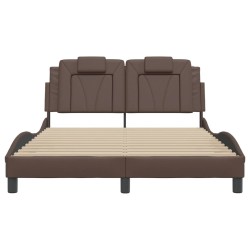 Cadre de lit sans matelas marron 120x200 cm similicuir 