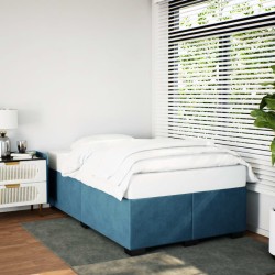 Cadre de lit sans matelas bleu 120x200 cm velours 