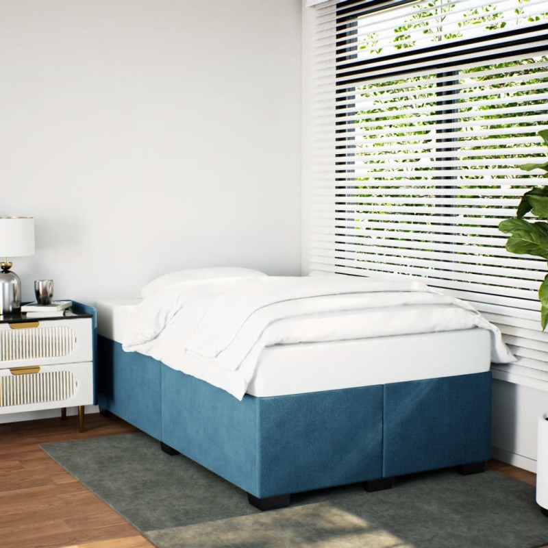Cadre de lit sans matelas bleu 120x200 cm velours 