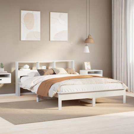 Cadre de lit sans matelas blanc 150x200 cm bois de pin massif 