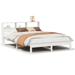 Cadre de lit sans matelas blanc 150x200 cm bois de pin massif 