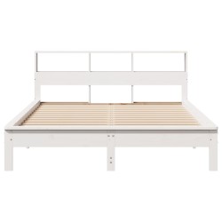 Cadre de lit sans matelas blanc 150x200 cm bois de pin massif 