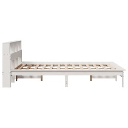 Cadre de lit sans matelas blanc 150x200 cm bois de pin massif 