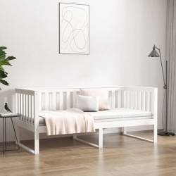 Lit de jour sans matelas blanc 100x200 cm bois de pin massif 