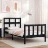 Cadre de lit sans matelas noir bois de pin massif 