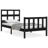Cadre de lit sans matelas noir bois de pin massif 