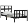 Cadre de lit sans matelas noir bois de pin massif 