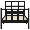Cadre de lit sans matelas noir bois de pin massif 