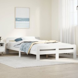 Cadre de lit sans matelas blanc 135x190 cm bois de pin massif 