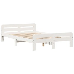 Cadre de lit sans matelas blanc 135x190 cm bois de pin massif 