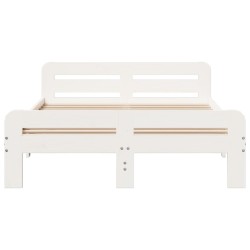 Cadre de lit sans matelas blanc 135x190 cm bois de pin massif 