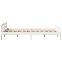 Cadre de lit sans matelas blanc 135x190 cm bois de pin massif 