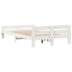 Cadre de lit sans matelas blanc 135x190 cm bois de pin massif 