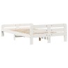 Cadre de lit sans matelas blanc 135x190 cm bois de pin massif 