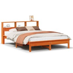 Cadre de lit sans matelas cire marron 150x200cm bois pin massif 