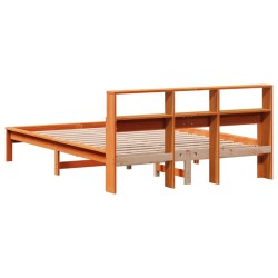 Cadre de lit sans matelas cire marron 150x200cm bois pin massif 