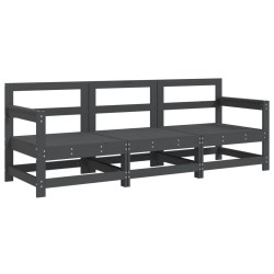 Salon de jardin 3 pcs gris bois massif de pin 
