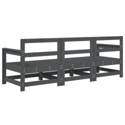 Salon de jardin 3 pcs gris bois massif de pin 