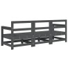 Salon de jardin 3 pcs gris bois massif de pin 