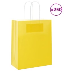 Sacs en papier Bags pcs avec poignées jaune 18x8x22 cm 