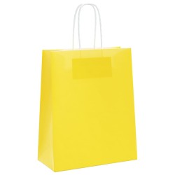 Sacs en papier Bags pcs avec poignées jaune 18x8x22 cm 