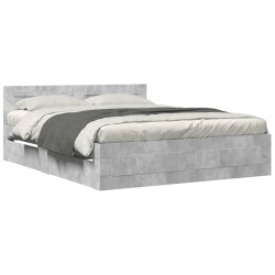 Cadre de lit et tête de lit sans matelas gris béton 150x200 cm 