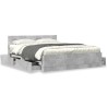 Cadre de lit et tête de lit sans matelas gris béton 150x200 cm 
