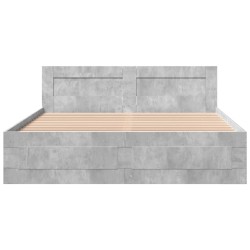 Cadre de lit et tête de lit sans matelas gris béton 150x200 cm 