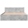Cadre de lit et tête de lit sans matelas gris béton 150x200 cm 