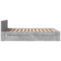 Cadre de lit et tête de lit sans matelas gris béton 150x200 cm 