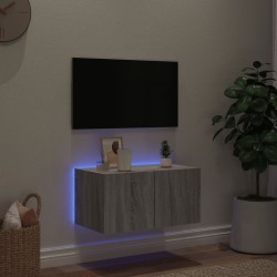 Meuble TV mural avec lumières LED sonoma gris 60x35x31 cm 
