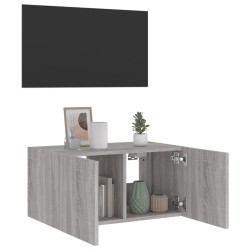 Meuble TV mural avec lumières LED sonoma gris 60x35x31 cm 