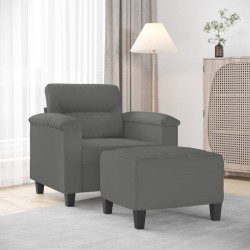 Fauteuil avec repose-pied Gris foncé 60 cm Tissu microfibre 