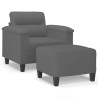 Fauteuil avec repose-pied Gris foncé 60 cm Tissu microfibre 