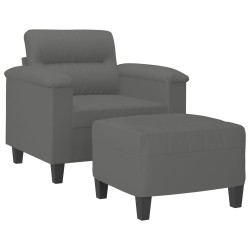 Fauteuil avec repose-pied Gris foncé 60 cm Tissu microfibre 