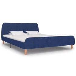 Cadre de lit sans matelas bleu tissu 180x200 cm 