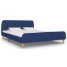 Cadre de lit sans matelas bleu tissu 180x200 cm 