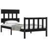 Cadre de lit sans matelas noir 100x200 cm bois massif de pin 