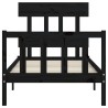 Cadre de lit sans matelas noir 100x200 cm bois massif de pin 