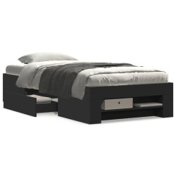Cadre de lit sans matelas noir 90x190 cm bois ingénierie 