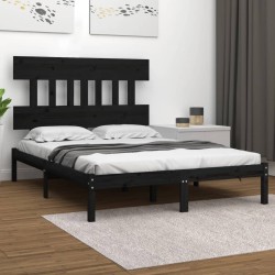 Cadre de lit sans matelas noir 150x200 cm bois massif 