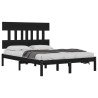 Cadre de lit sans matelas noir 150x200 cm bois massif 