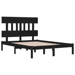 Cadre de lit sans matelas noir 150x200 cm bois massif 