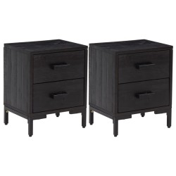 Tables de chevet 2 pcs Noir 36x30x45 cm Bois de pin massif 